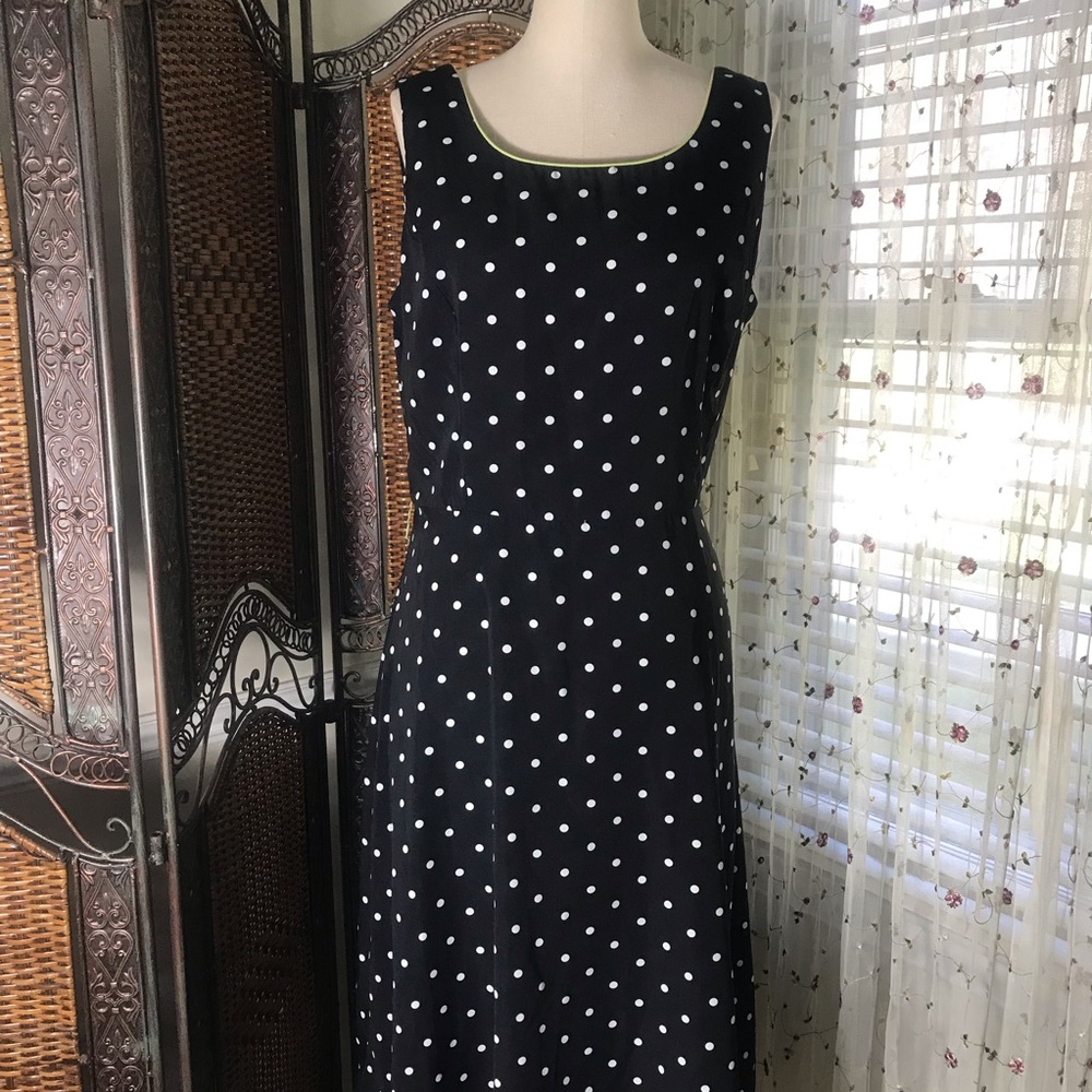 Studio I Black Dress with White Polka Dots
